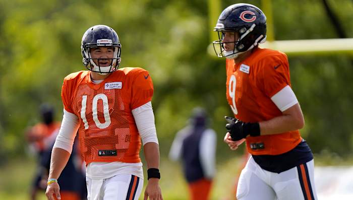 Newcomer Foles (right) appears to have the upper hand on Trubisky.